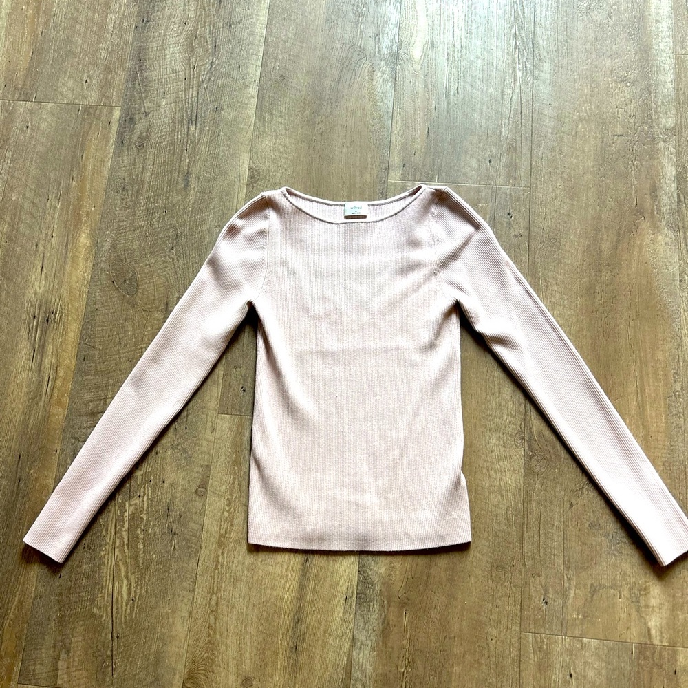 💗 Wilfred Light Pink Ribbed Long Sleeve Sweater – Size M